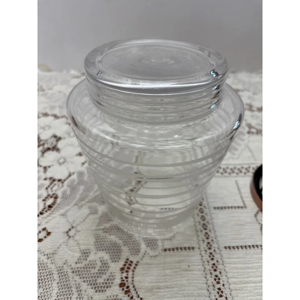 Frosted Stripe Glass‎ Hurricane Candle Holder with 3 Tea Light Copper Insert 7